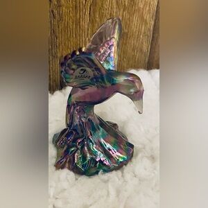 Fenton Iridescent Multicolor Hummingbird Sculpture